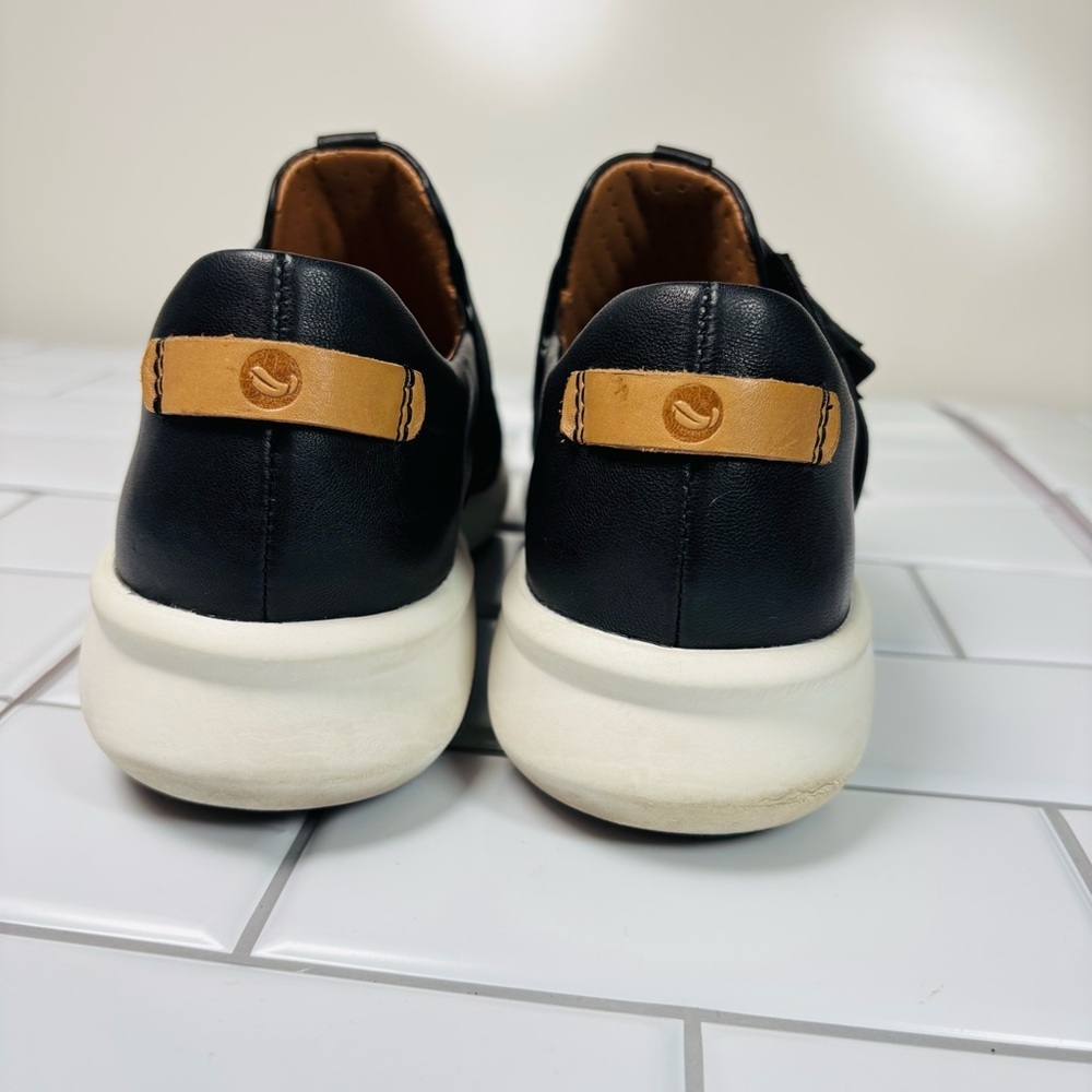 Clark’s Un Rio Strap Black Leather Slip-On Shoes 261456144070 - Picture 8 of 11